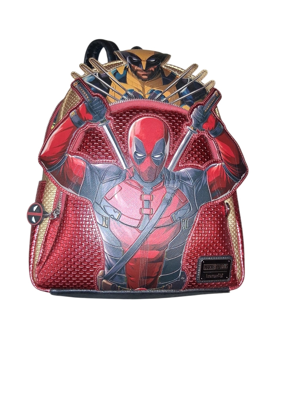 Marvel Deadpool Red and Gold Graphic Backpack Loungefly